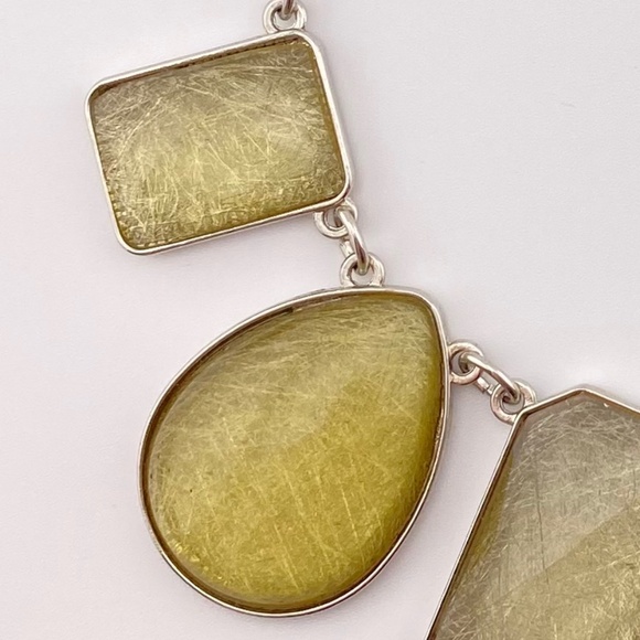 New York & Co Geometric Teardrop Rectangle Necklace - Picture 4 of 8